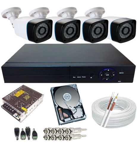 Kit Para Monitoramento Residencial E Comercial 4 Câmeras 