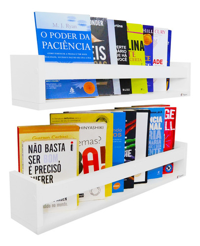 Porta Livros De Parede Kit 3 Peças Branco