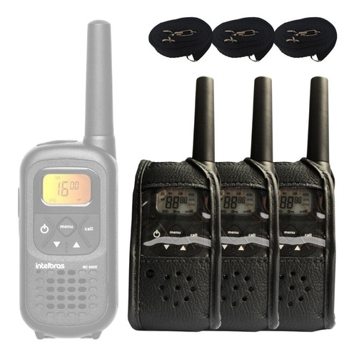 Kit 3 Capa Couro Rádio Comunicador Intelbras Rc4000 E Rc4002