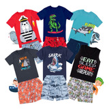 Kit 8 Peças De Roupa Menino Infantil Shorts Moletom Atacado