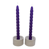 Set 2 Porta Vela En Concreto Para Velas Tipo Lápiz Chica