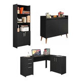 Conjunto Ordo Mesa Office Legna Buffet Delta 2 Portas Preto