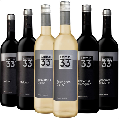 Vinos Latitud 33 Malbec Cabernet Sauvignon Blanc 