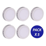 Pack X 5 Foco Panel Plafon Led Sobrepuesto Redondo 24w