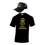 Camiseta Y Gorra Batman Hombre 100%algodon