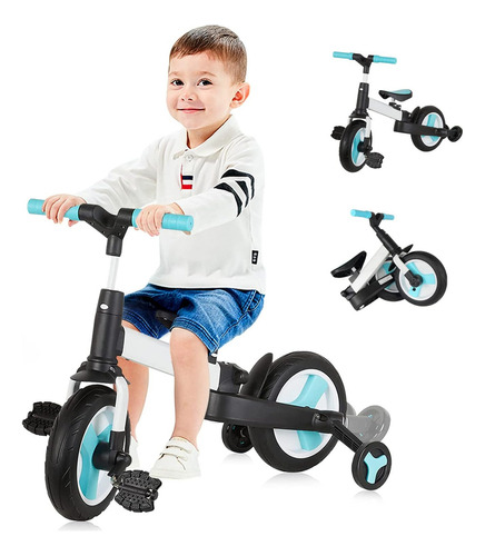 Triciclo Transformable. Asiento, Mango Ajustables Y Pedales Extraíbles, Bicicleta De Equilibrio Hibabee 4 En 1 Para Niños Y Niñas