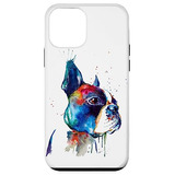 Funda Para iPhone 12 Mini Boston Terrier Art Plastico-02