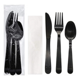 Party Essentials, Kits De Cubiertos De Plástico Negro Indivi