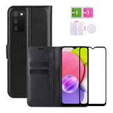 Capa Capinha Carteira Para Samsung Galaxy A03s + Película 3d