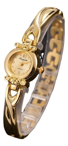 Elegante Reloj Pulso Pulsera De Oro Para Mujer
