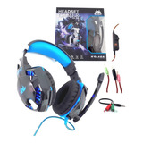 Headset Gamer Fone Led Knup Kp-455a Ps4 - Azul