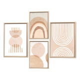 Kit 4 Quadros Decorativos Abstrato Minimalista Boho Moderno