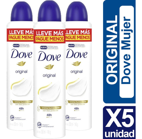  Desodorante Dove Original Pack X5 Unid Grande 250ml