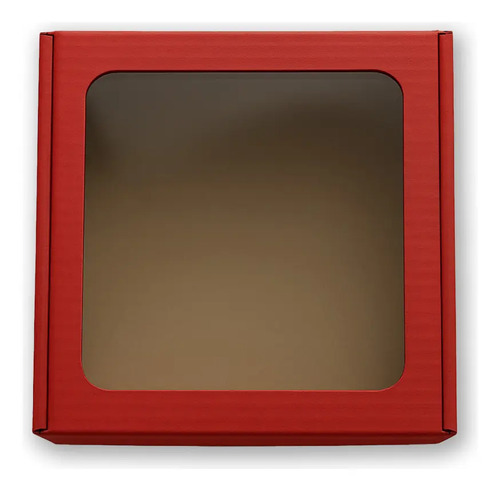 100 Cajas De Cartón Con Ventana Cuadrada 24x24x7cm Colores