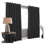 Cortinas Blackout Melocotton - Color Negro - 275cm De Ancho X 215cm De Alto En 2 Páneles - Aislamiento Térmico , Reduce El Ruido Exterior , Cortinas Opacas Con Ojales  , Lavable En Casa