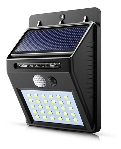 Balizador Solar Parede 30 Led Sensor Presença 2 Funções 6w