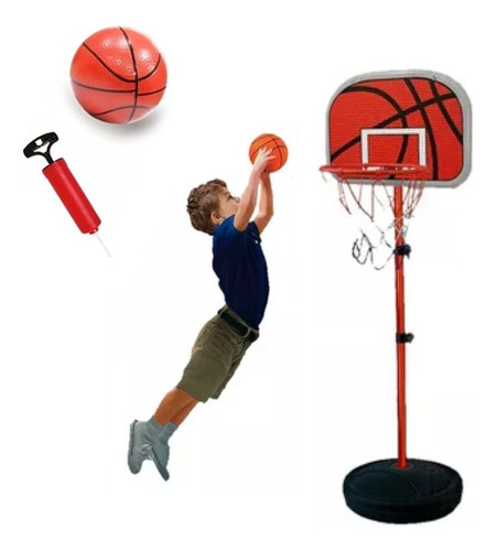 Cesta Basquete Infantil Pedestal Ajustável Bola Rede Bomba