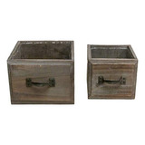 Conjunto De 2 Macetas De Estilo Caja De Cajón De Mader...