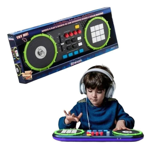 Mesa De Dj De Brinquedo Infantil Com Som E Lux Mixer