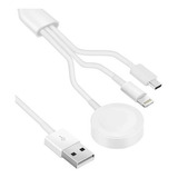 Cabo Carregador 3 Em 1 Para iPhone E Apple Watch Usb E Usb-c