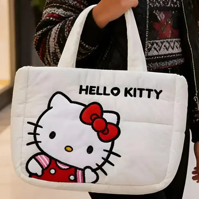 Bolsa De Mano Acolchada Hello Kitty Gran Capacidad Mujer Blanco Acolchado \u002F Diseño Acolchado Sin Accesorios Metálicos | MercadoLibre
