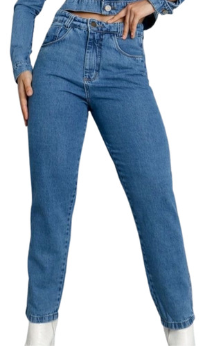 Calça Jeans Feminina Mom Cintura Alta Básica Lisa