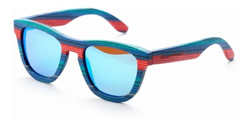 Gafas De Sol En Madera Natural Filtro Uv400 Lente Azul