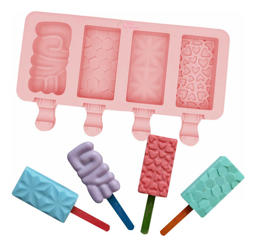 Molde De Silicona Paleta Helado Surtida Love Chica Ice Pop