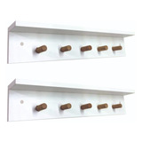 2 Cabideiros De Parede Prateleira 60x9x12cm Mdf  Organizador