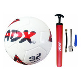 Balon Futbol #5 Cosido-mano Peso 430g C/bomba,caja P/regalo Color Blanco Con Rojo Y Negro