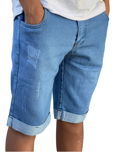 Bermuda Jeans Infantil Juvenil Masculina Com Regulador 