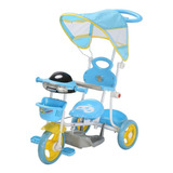 Triciclo Infantil 2 Em 1 Toldo Luzes Música Azul Import Way