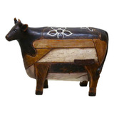 Figura Decorativa Vaca Rustica Madera 25x19cm