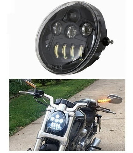 Faro De Led Negro Para Harley Davidson Vrod