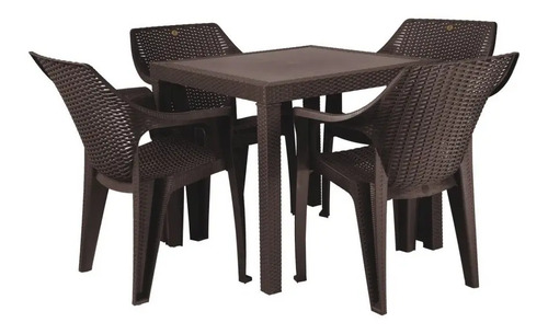 Set 4 Sillas 1 Mesa Ratan Jardin Negocio Interior Y Exterior