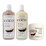 Combo Coco Han Shampoo Y Acondicionador 500cm3 Máscara 200gr