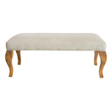 Pie De Cama Banqueta Reina Ana Tapizado Pana Beige Lavable