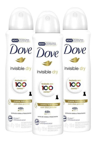 Kit 3 Desodorante Dove Invisible Dry 150ml