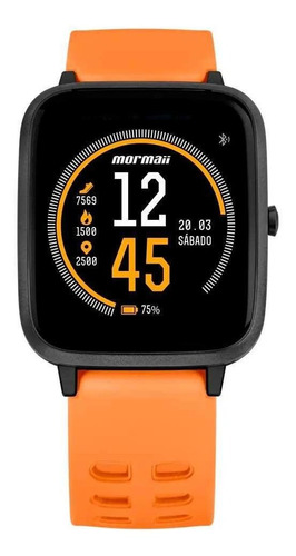 Relógio Smartwatch Mormaii Life Unissex Full Display Laranja Cor Da Caixa Preto