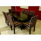 Juego De Comedor. Mesa 2.20 X 1 Mt Y 8 Sillas En Chenille