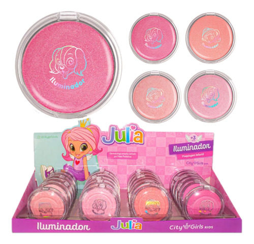 24 Iluminador Infantil Cgk043 - Kit City Girl Kids Atacado