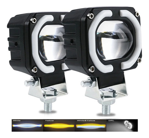 Par Faro Led Cuadrad Ojos Ángel Exploradoras Para Moto Auto