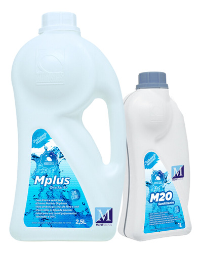 Tratamento Piscina S/ Cloro Mplus Oxidante + M20 Sanitizante