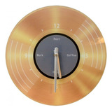 Reloj De Pared Redondo Disco Vinil Dorado Moderno 30 Cms