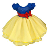 Vestido Infantil Branca De Neve Roupa De Festa Aniversário 