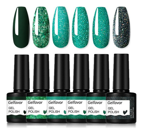 Gelfavor 6 Pieces Gel Nail Polish Semi-permanent Mul