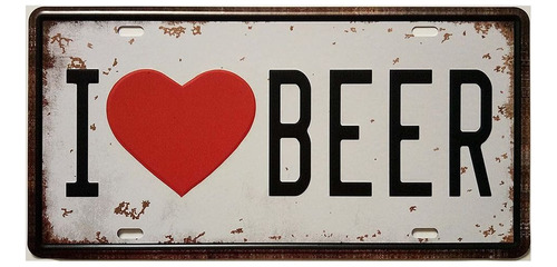 Cartel Chapa Cerveza Birra Vintage I Love Beer Apto Exterior