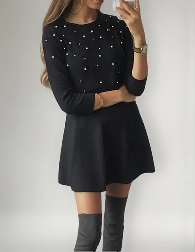 Vestido Con Perlas