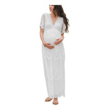 Vestido Largos Blanco Maternidad Novia De Fiestas Elegante 