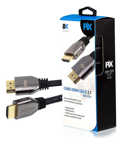 Cabo Hdmi 2.1  8k Hdr Ultra Hd Dinâmico  1,5 Metro